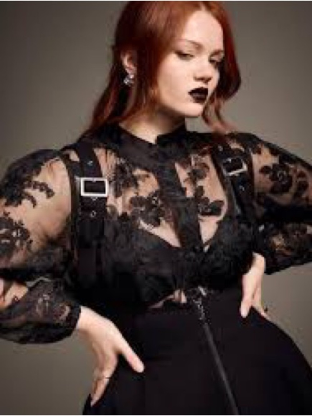 Torrid Nightfall Black Lace Sheer Long-Sleeve Top